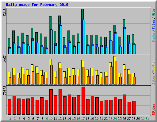 Daily usage for February 2019