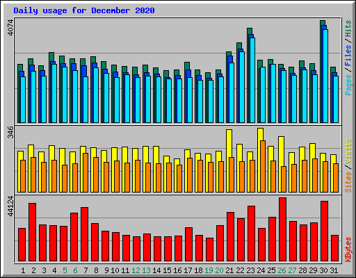 Daily usage for December 2020