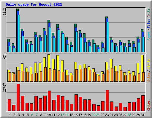 Daily usage for August 2022