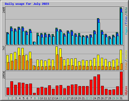 Daily usage for July 2023