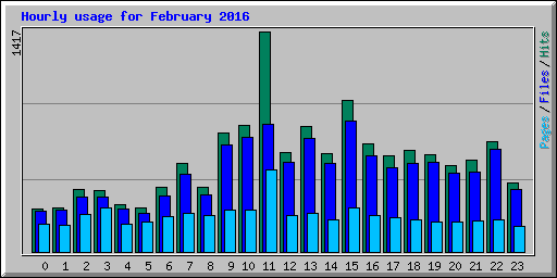 Hourly usage for February 2016