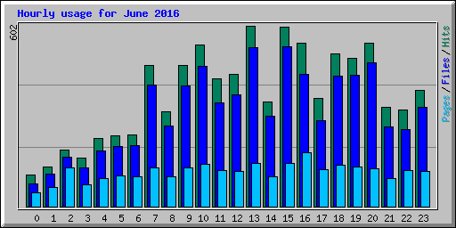 Hourly usage for June 2016