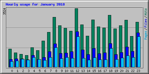 Hourly usage for January 2018